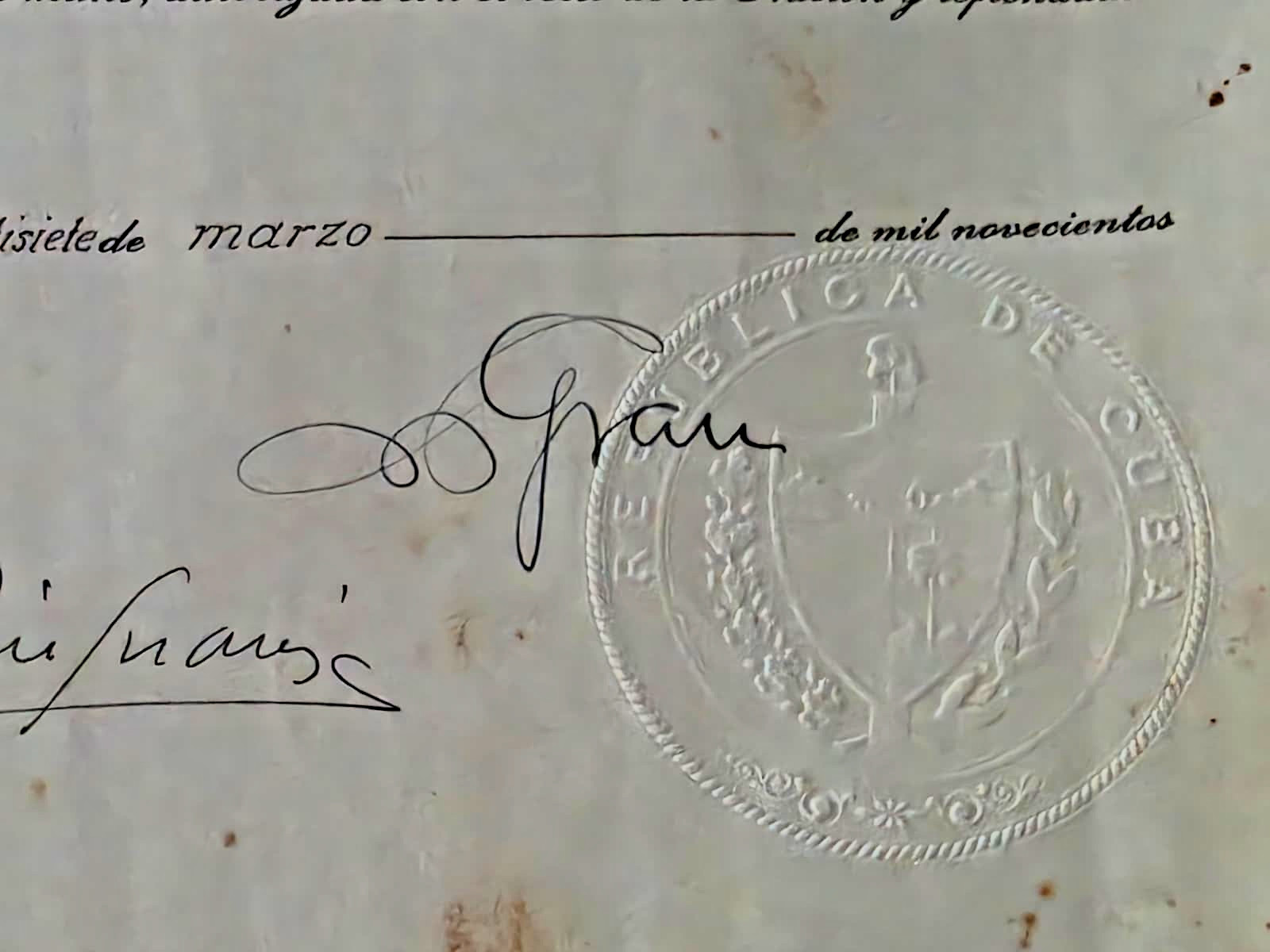 RARE Unique SIGNED PRESIDENT RAMON GRAU SAN MARTIN SIGNED 1946 ORIG AUTOGRAPH