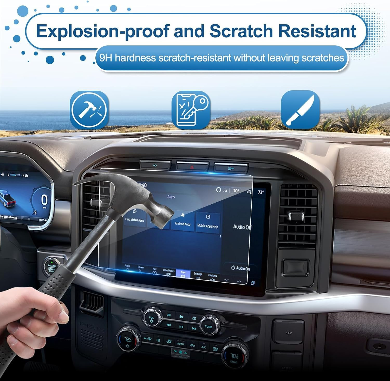 2021-2025 2026 Ford F-150 Screen Protector for Ford F-150 (Stx/Xlt/Lariat/Platin