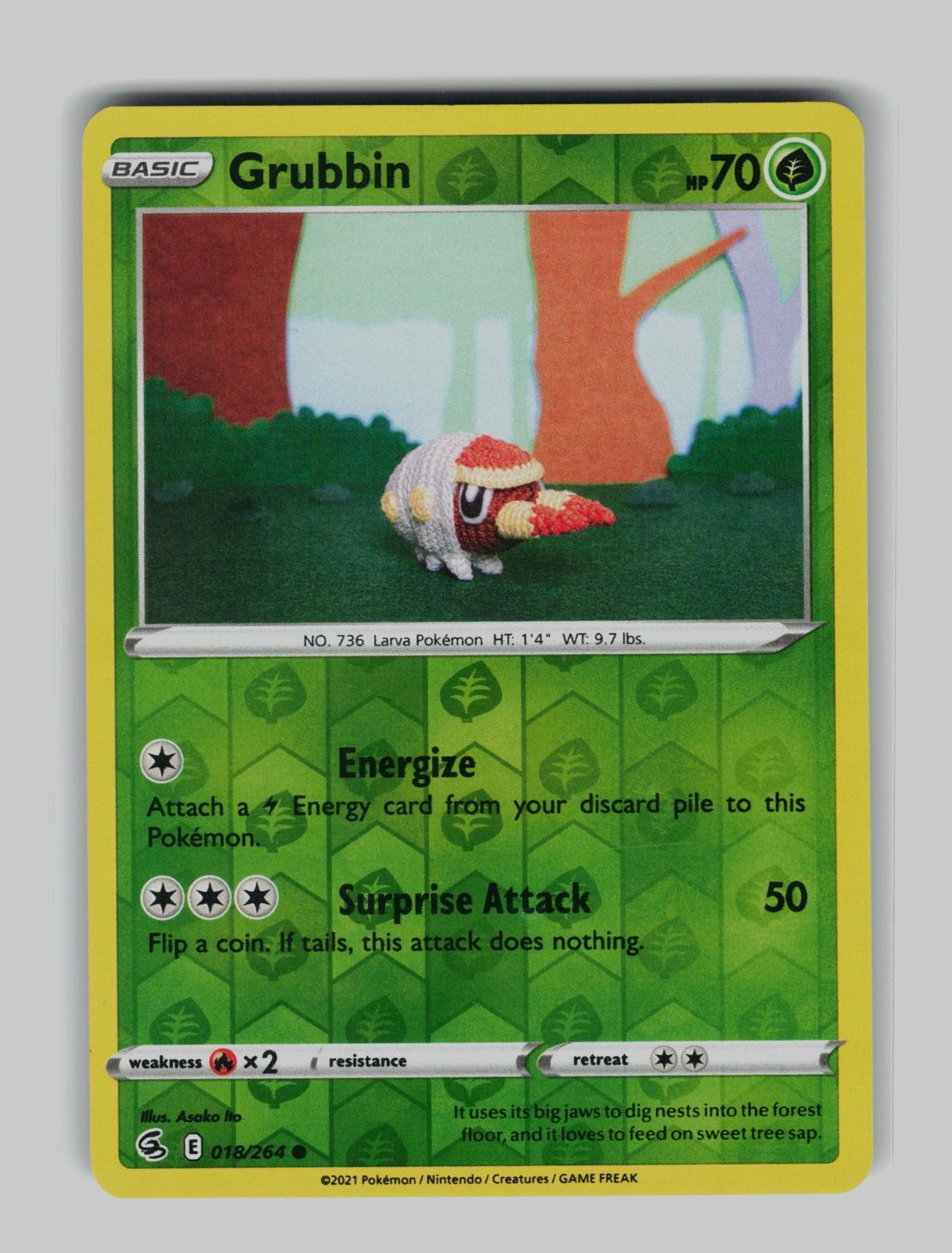 Grubbin 018/264 Common Fusion Strike Pokemon Reverse Holo Near Mint