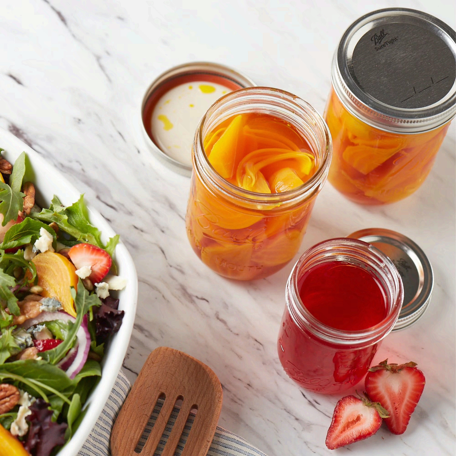 4 pack Ball, Glass Mason Jars with Lids & Bands, Wide Mouth, Clear, 16 oz, 12 Ct