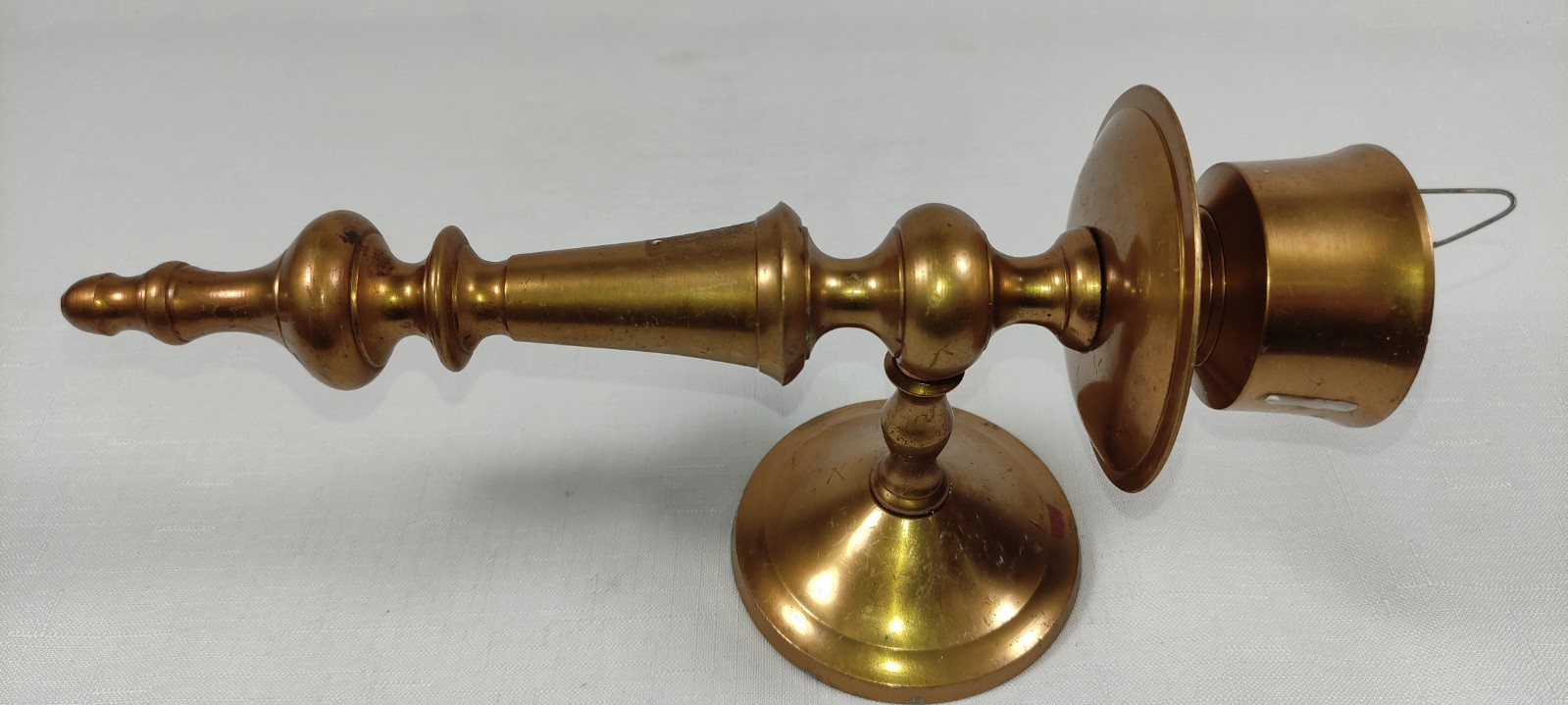 Vintage Antique Brass Wall Sconce Hurricane Candlestick Candle Holder Heavy 10″