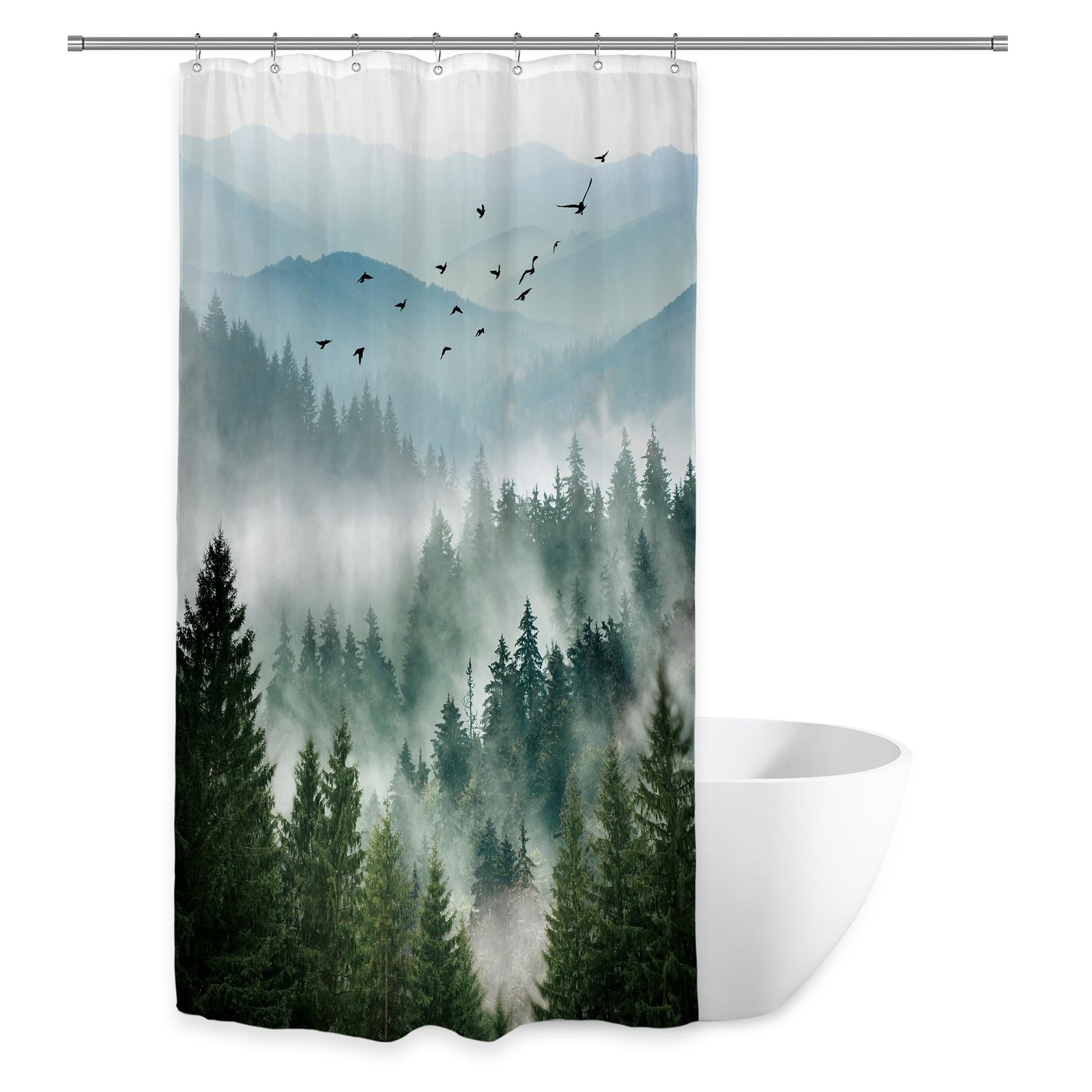 Riyidecor Small Stall Mountain Shower 36″W x 72″L (Pack of 1), A-01green