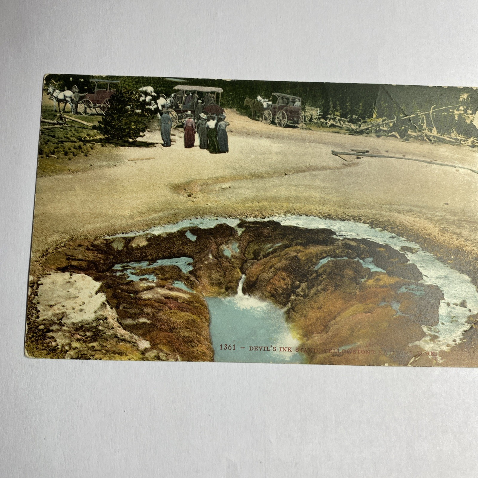 Postcard Yelllow Stone Park Horse And Buggy Days. Has Damage