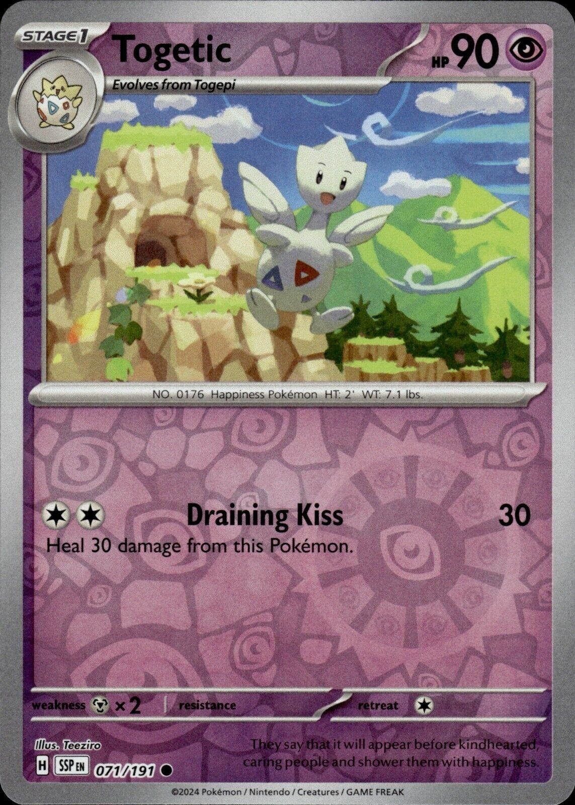 Pokemon – Togetic 071/191 – Reverse Holo – Surging Sparks – NM/M