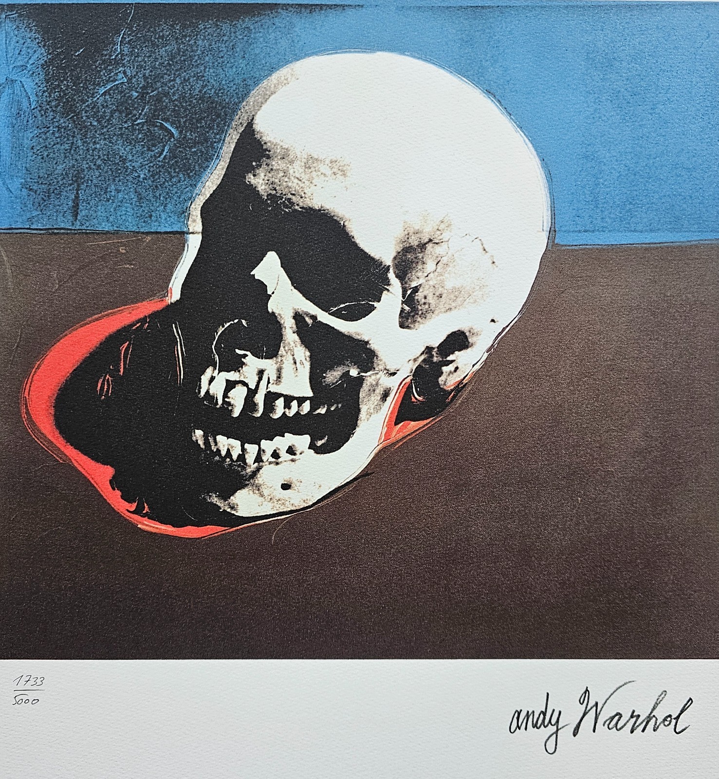 ANDY WARHOL SKULL WHITE SIGNED + HAND NUMBERED 1733/5000 LITHOGRAPH pop art