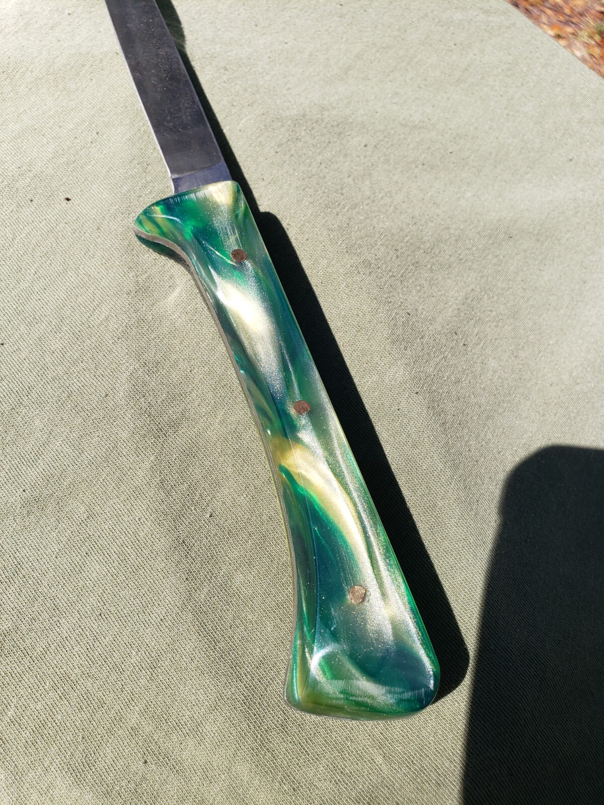 Hand Crafted Filet Knife Custom Colored Resin Handle Includes Sheath