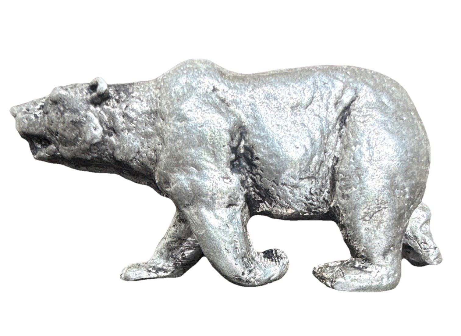 .999 Fine Silver Bear Figurine Hand Poured RTS Collection 6.65 Troy Oz