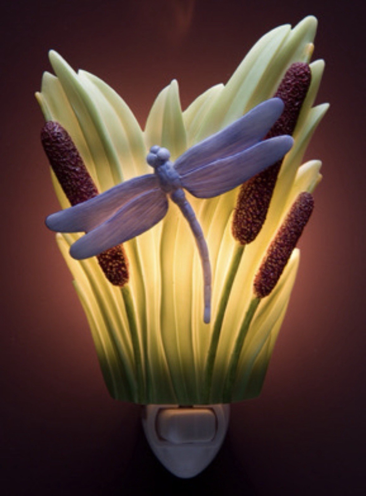 Dragonfly & Cattails Night Light, New In Box, By Ibis & Orchid Design