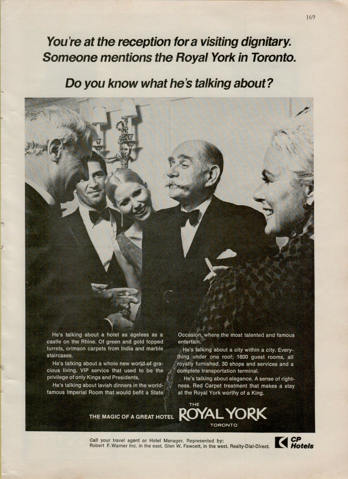 1969 Royal York Hotel Toronto Visiting Dignitary Canada Original Photo Print Ad