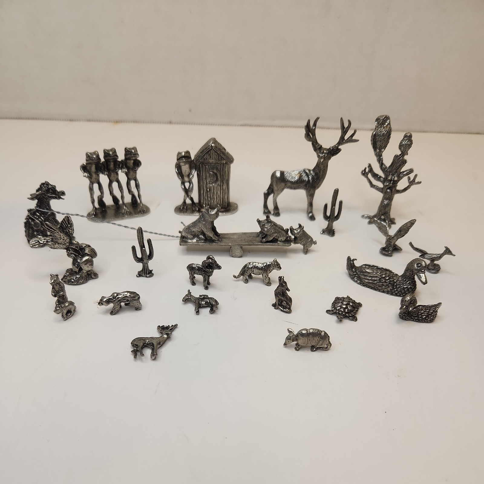 Lot of 22 Unique Miniature Metal Animal Theme Figures Statues. Pewter 1996