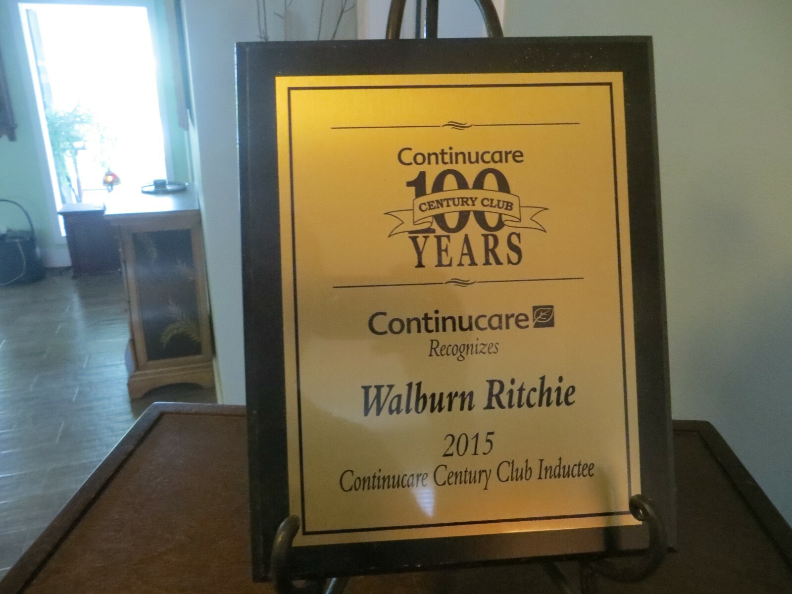Continucare 100 years century club,plaque award personal 100 years old award