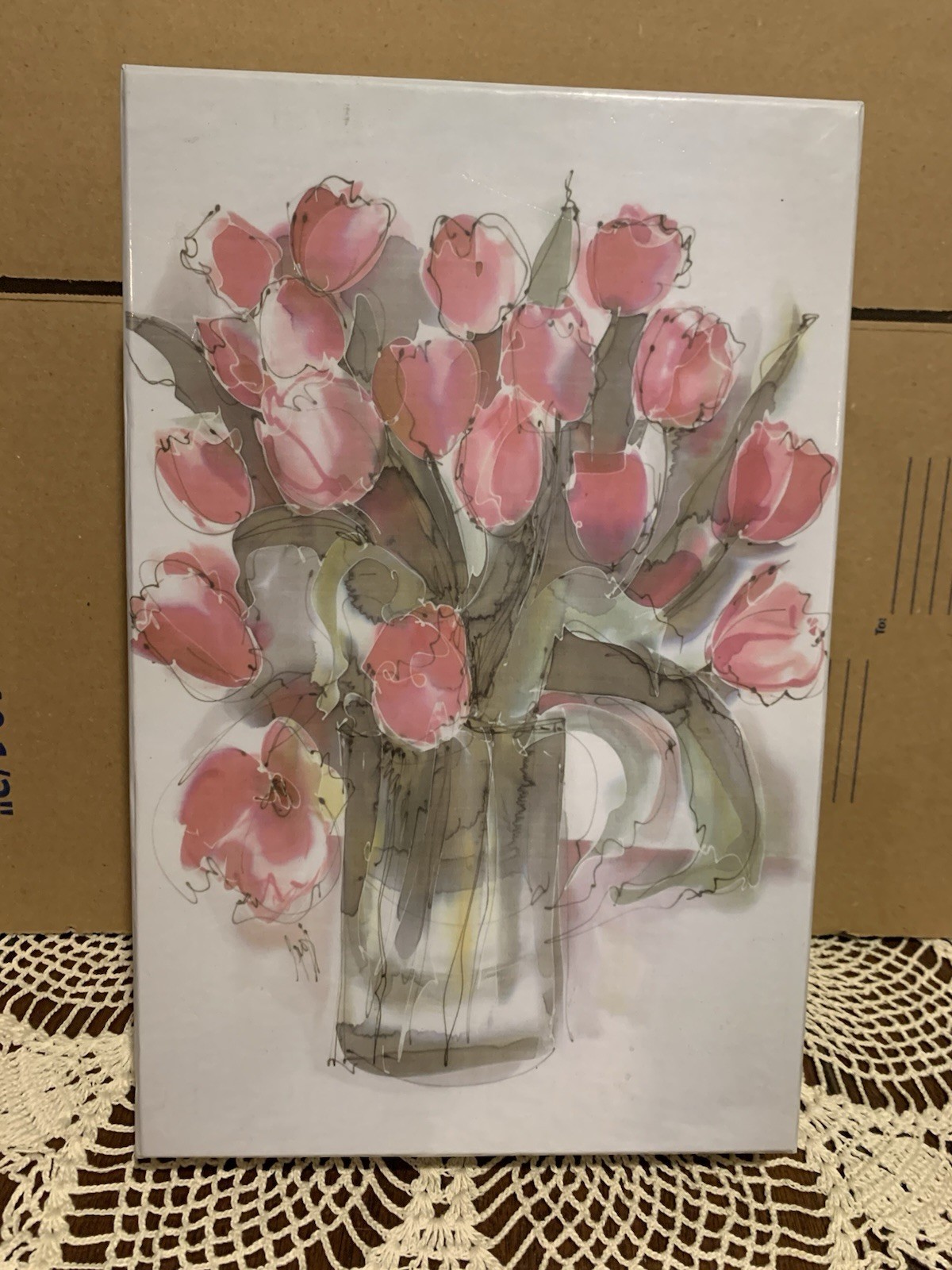 ❤️Floral Tulips Rectangular Gift Box & Lid, 9” X 14.5” X 3.5” Cardboard/Paper