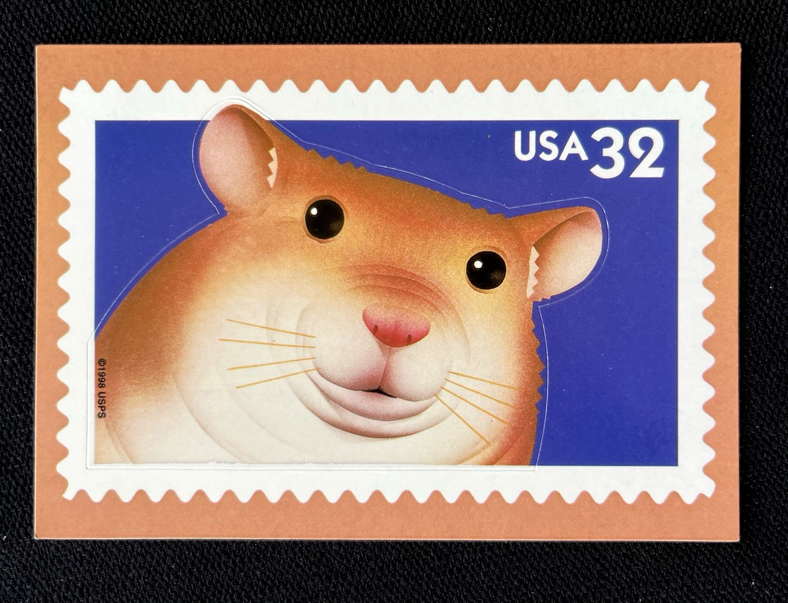 Postcard USPS Stamp Image Bright Eyes Hamster Removable Sticker 1998