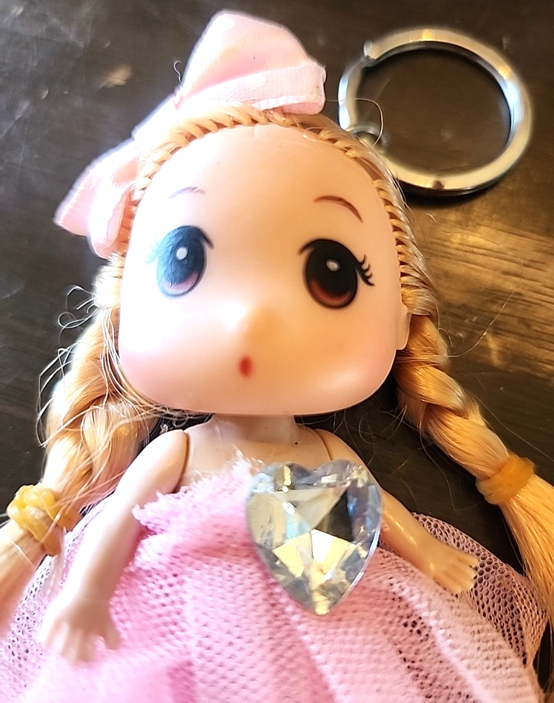 Anime Doll Keychain Mini Girl Figure Keyring Bag Charm Pink