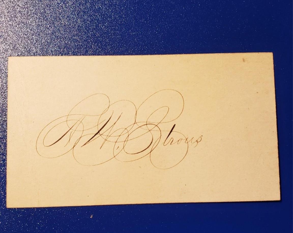 1870s Victorian Calling Card Written in Calligraphy AW Strous P05