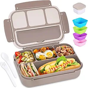 Bento Box Adult Lunch Box, Containers for Adults Men Women with 4 Compartments,