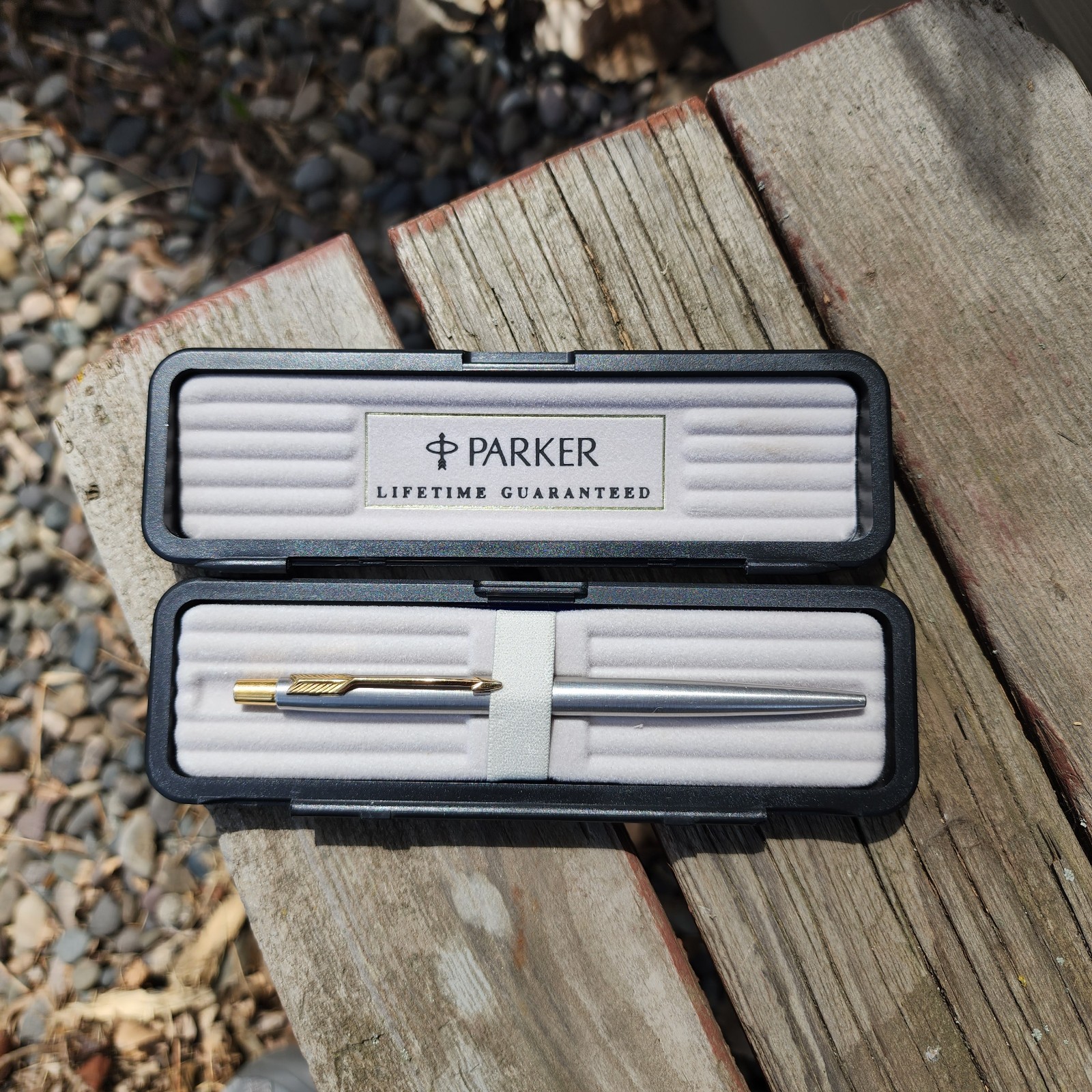 Vintage Parker Flighter Pen With Case Gold & Silver Tone No Ink