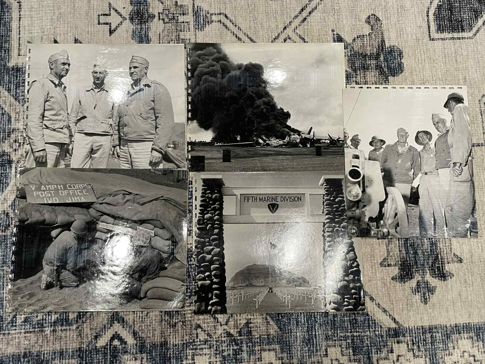 x5 WW2 WWII US Army Signal Corps 2 Sided 1st Marine Division Pacific Photos