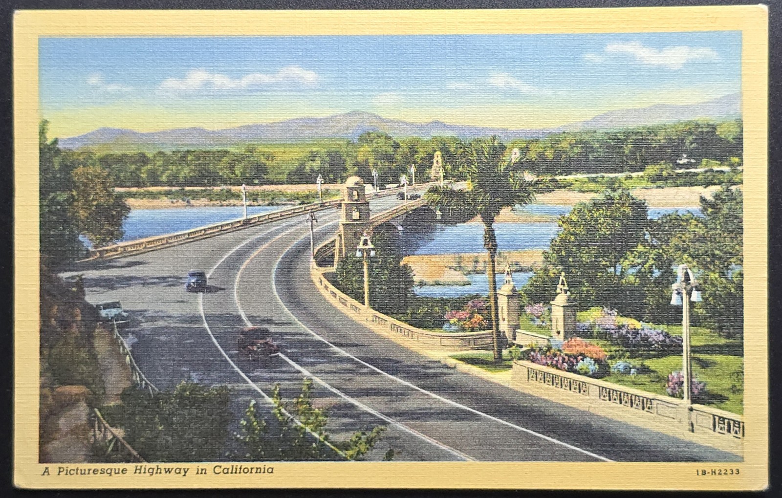 Linen Postcard A Picturesque Highway Bridge Scene California