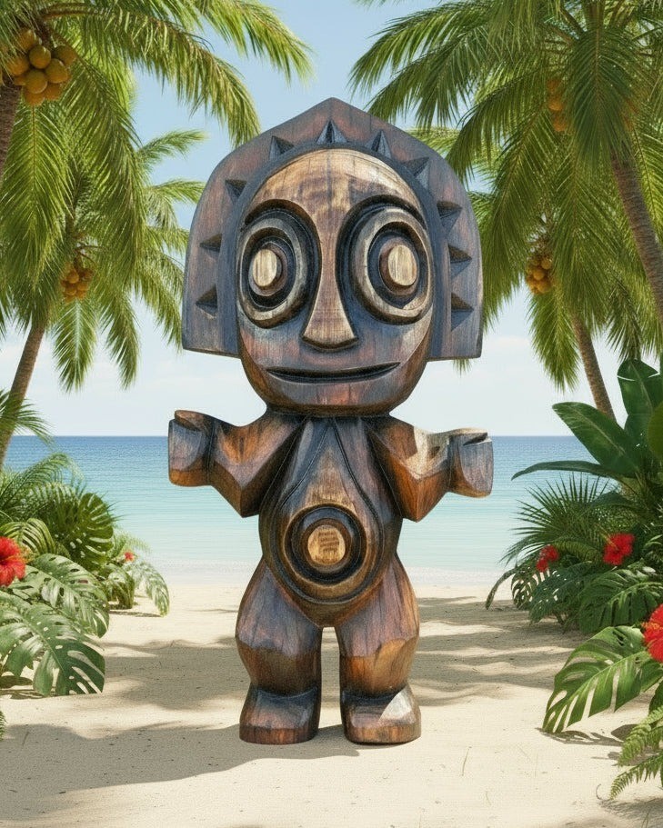 Maui Tiki Wooden Wall Statue Inspired by Polynesian Village Hotel 20″x10″