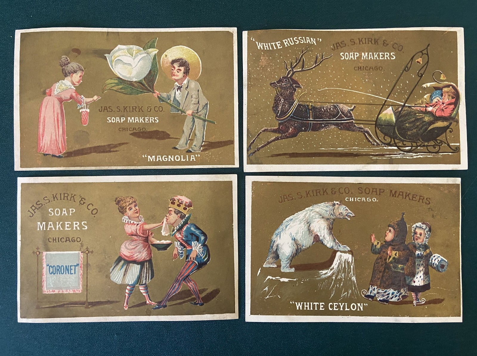 12 Jas Kirk Soap Maker Trade Cards American Flag Eagle Polar Bear Elephant