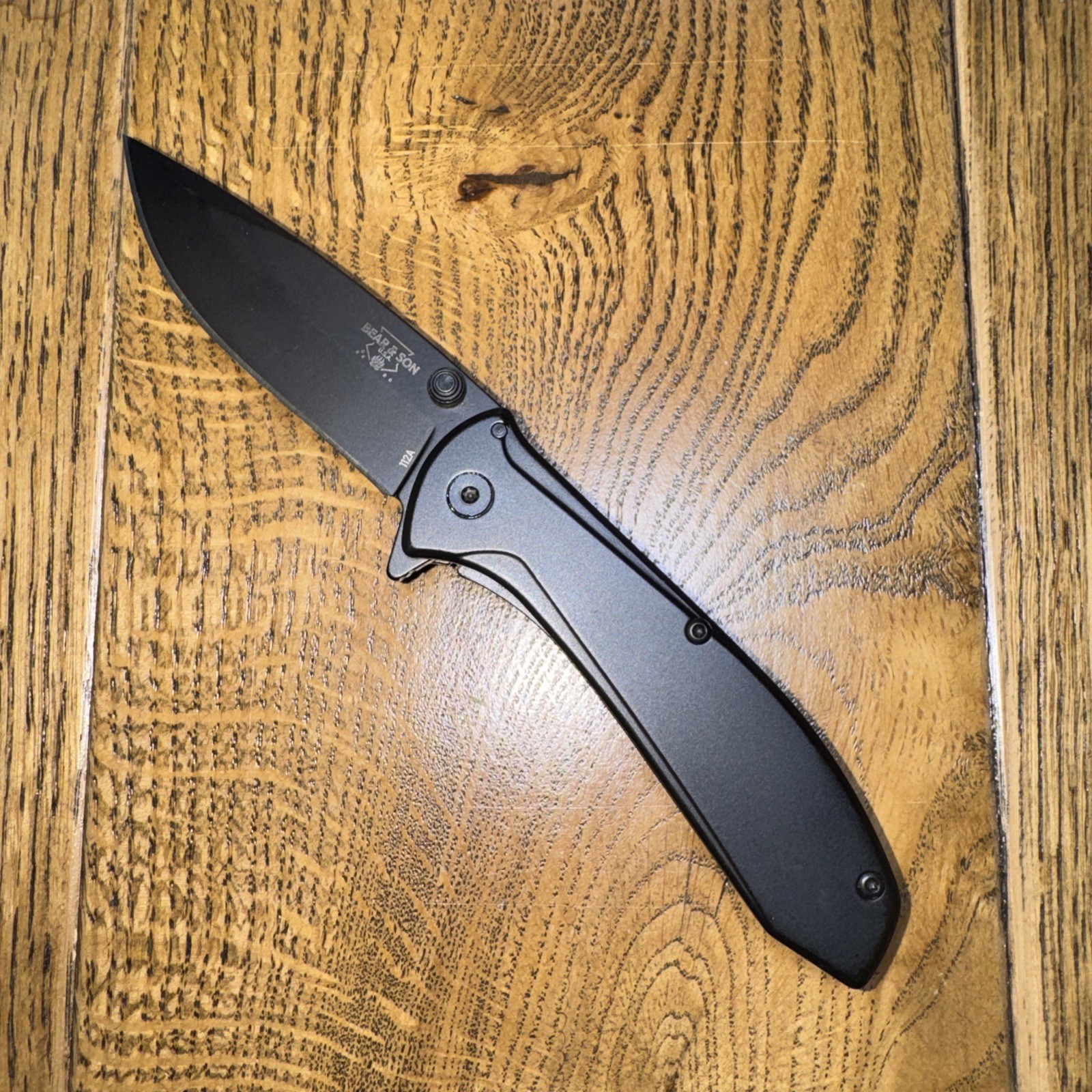 Bear & Sons USA Made. Assisted Back Flip. Thumb Stud. Frame Lock. 4” Black SS