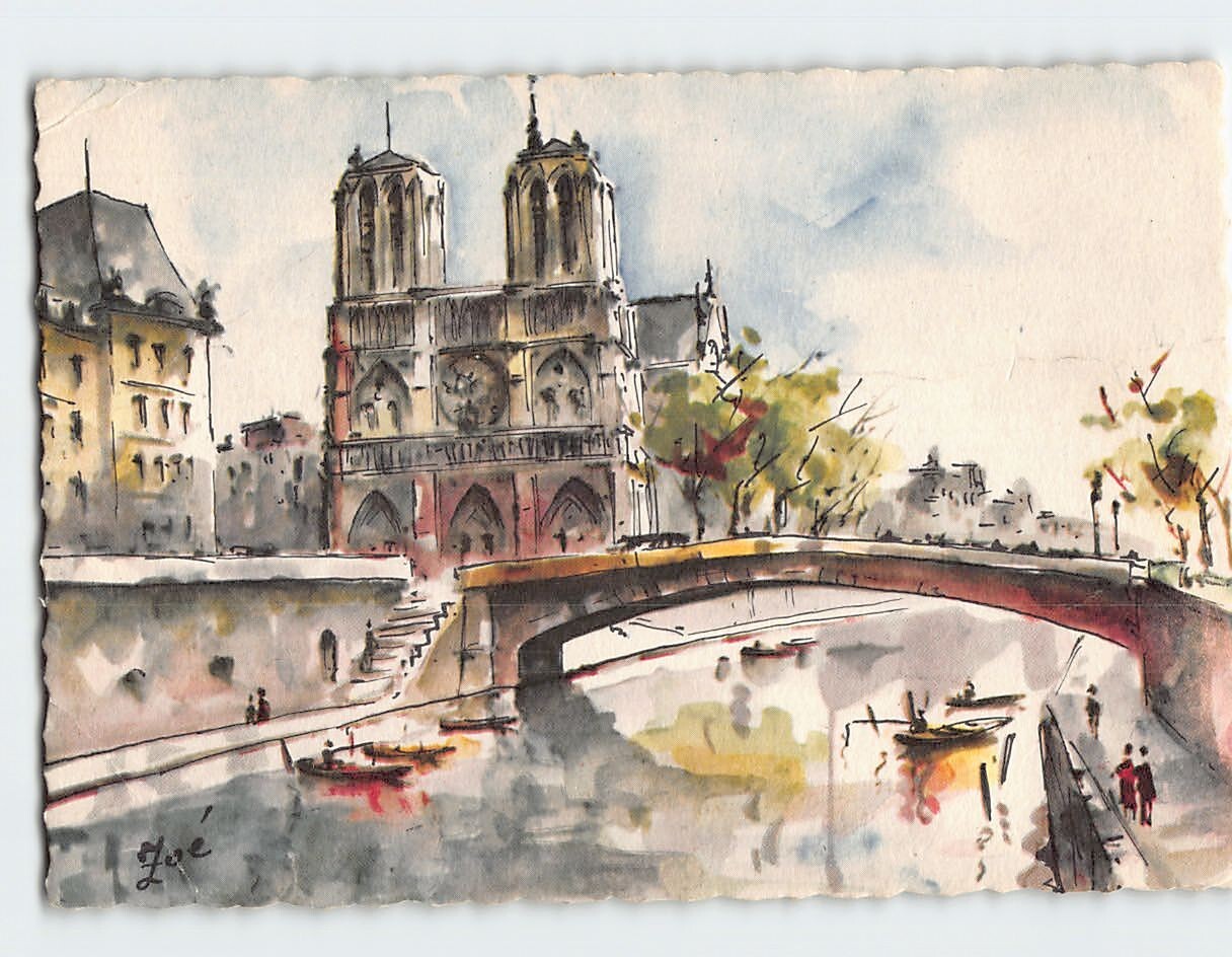 Postcard Notre Dame & The Seine Paris France