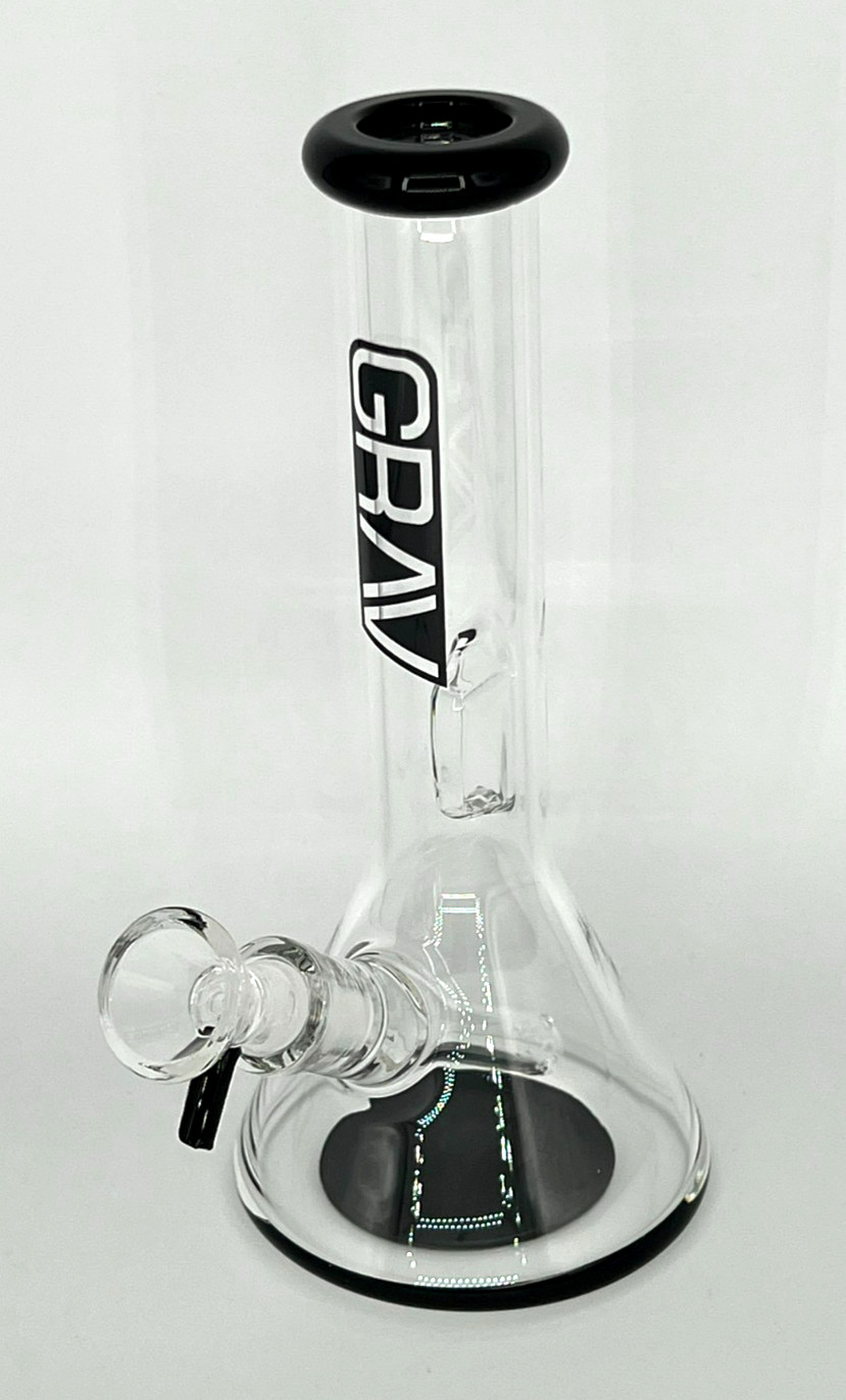 GRAV® 8″ BEAKER SMOKING BONG PIPE – 2 FREE GIFTS – ICE CATCHER – THICK GLASS