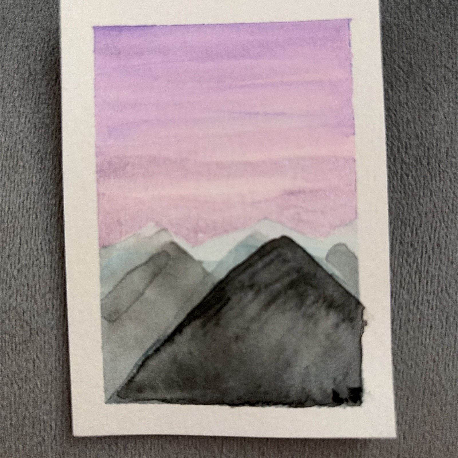 Lavender Skies Original ACEO Watercolor Art By LJ landscape painting