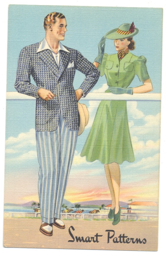 Made to Measure SMART PATTERNS Dazzling Deco FASHION COUPLE 1939 Linen AD – RARE