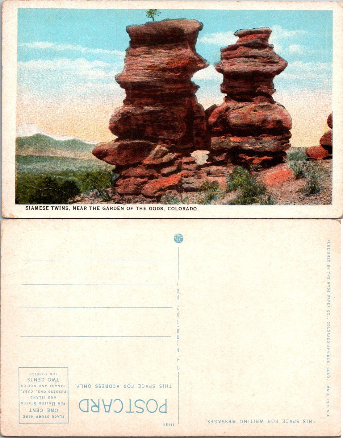 Siamese Twins Garden of the Gods Colorado Postcard Unposted Vintage Divided Back