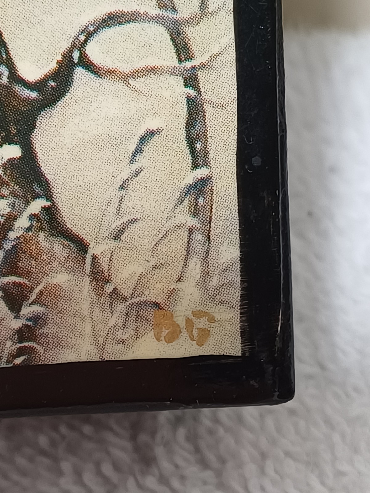 Vintage Russian Black Lacquer Jewelry Trinket Box Handpainted Winter Forest Sign