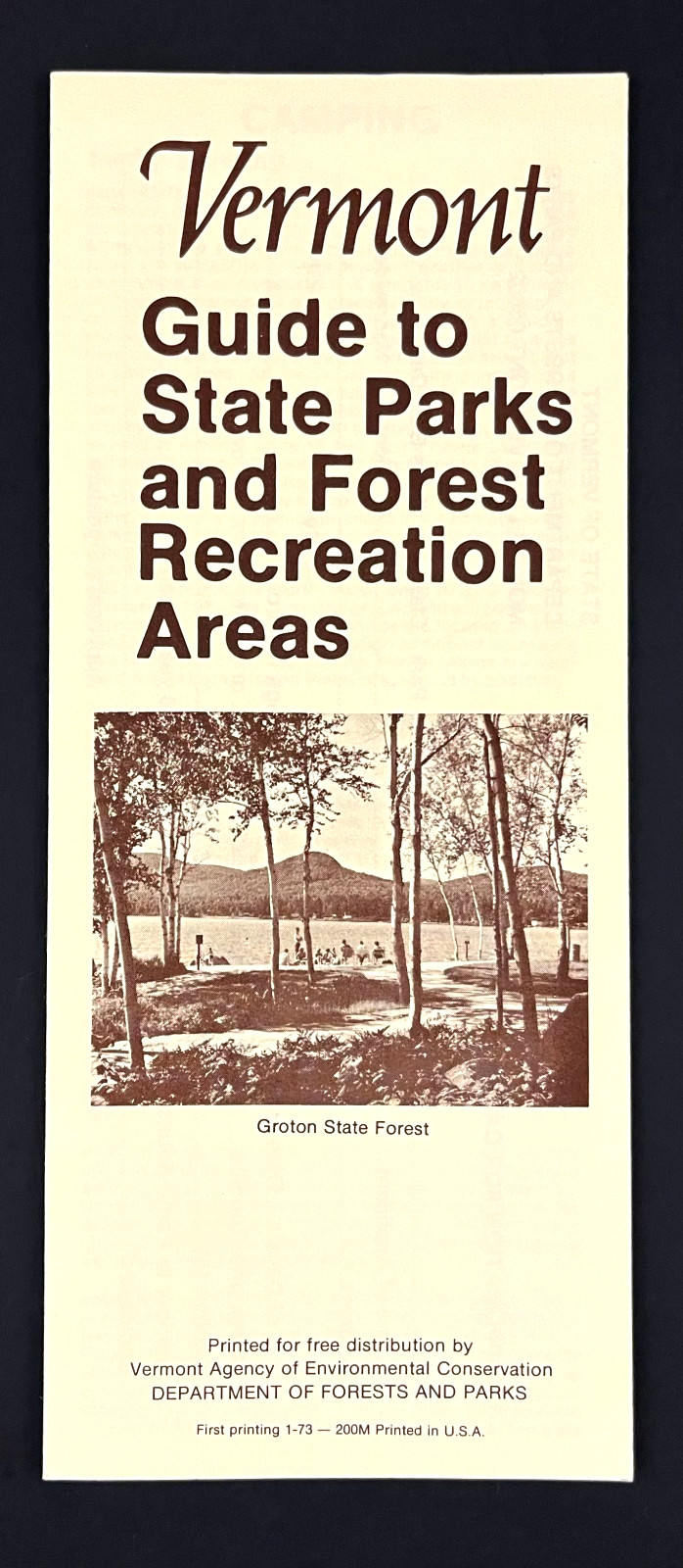 1970s Vermont State Parks Forest Recreation Areas Guide Vintage Travel Brochure