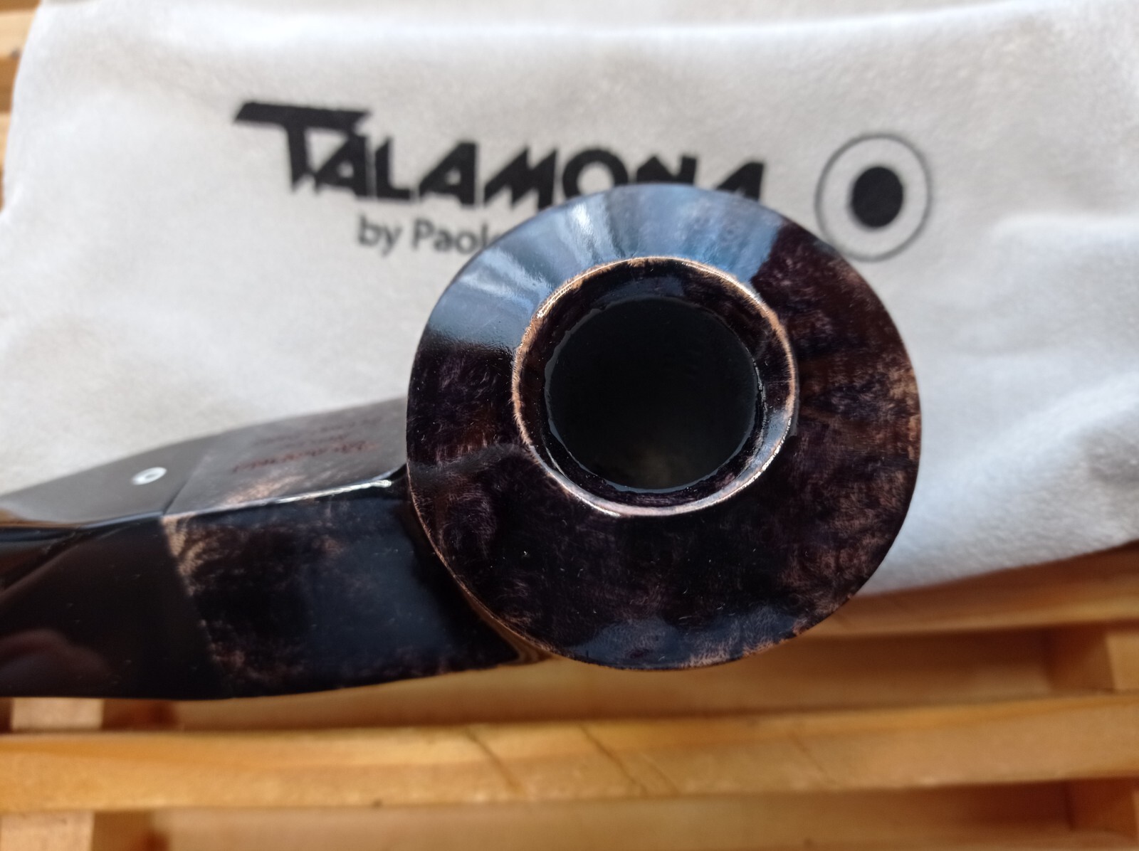 Talamona rhodesian stubby reverse calabash no filter black briar pipe 2 oz.2,5