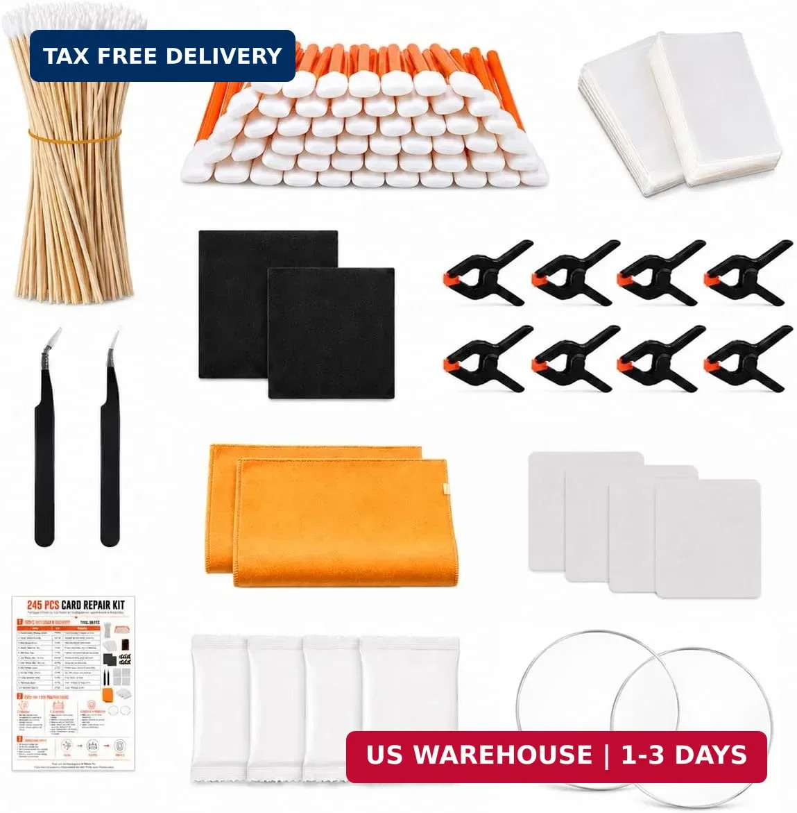 245 PCS Trading Card Cleaning Kit,Sports Card Care Flattening Kit | For Sports C