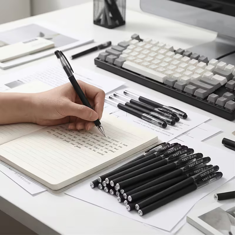 20PCS 0.5mm Ball Point Pens BLACK Gel Ink Pen Smooth Writing