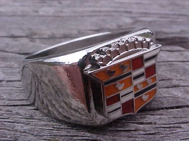 1950s Cadillac Crest Logo Silver Chrome Ring Size #12 NOS High Quality Class
