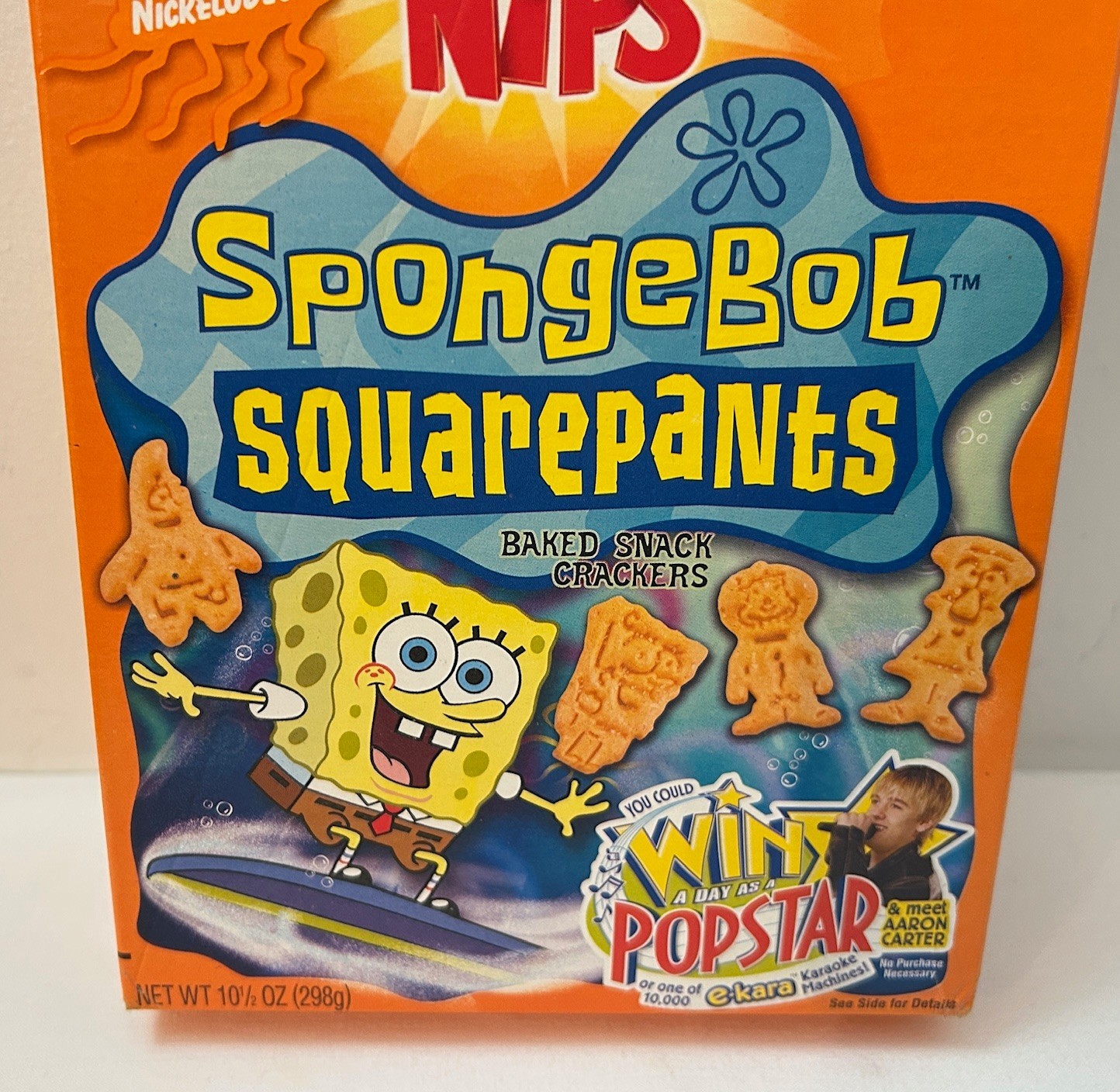Vtg 2002 SpongeBob SquarePants Cheese Nips 10.5 oz. EMPTY BOX Nickelodeon B