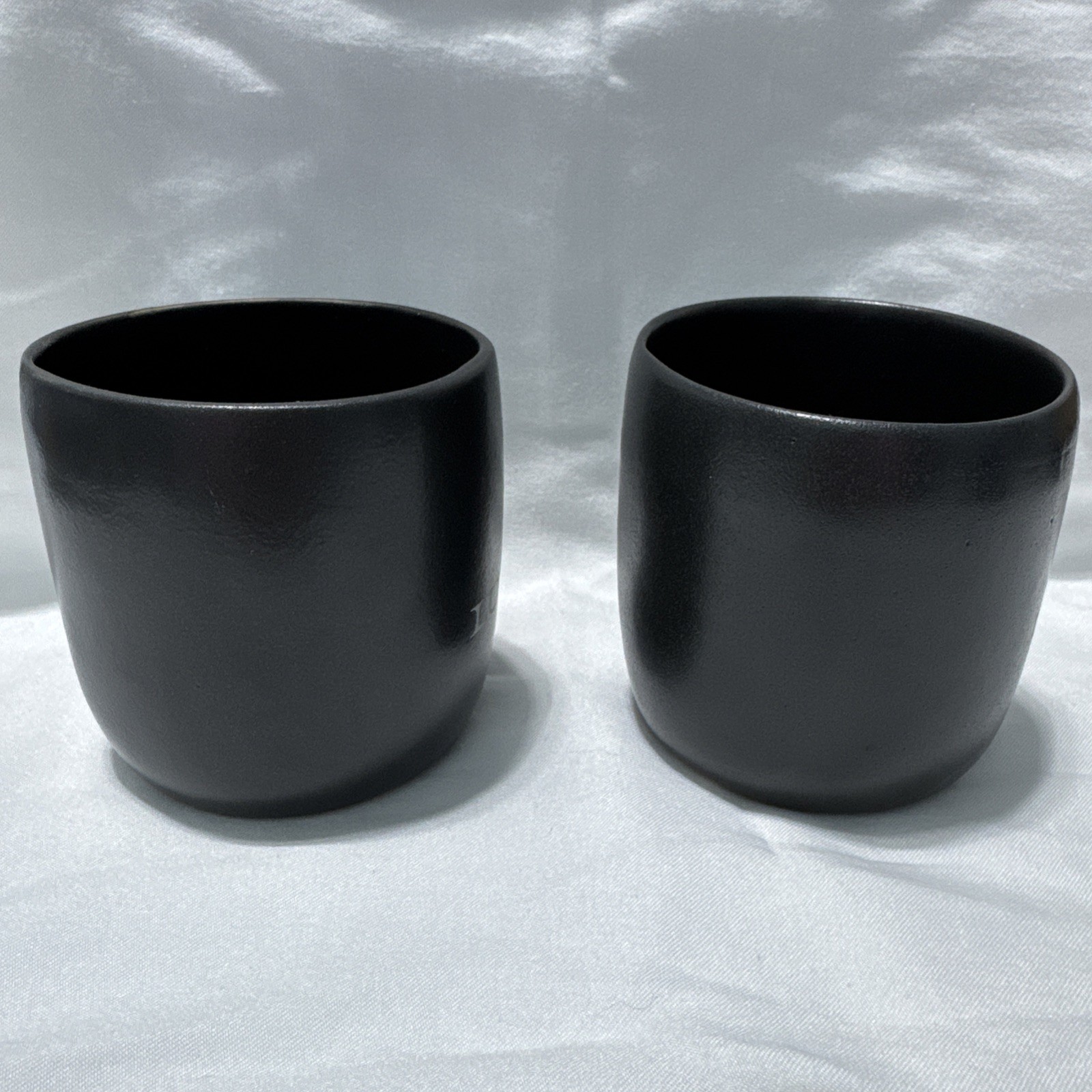 LUNAZUL Tequila Set Of 2 Hand Crafted Cantarito Terracotta Mugs Black Wolf Logo