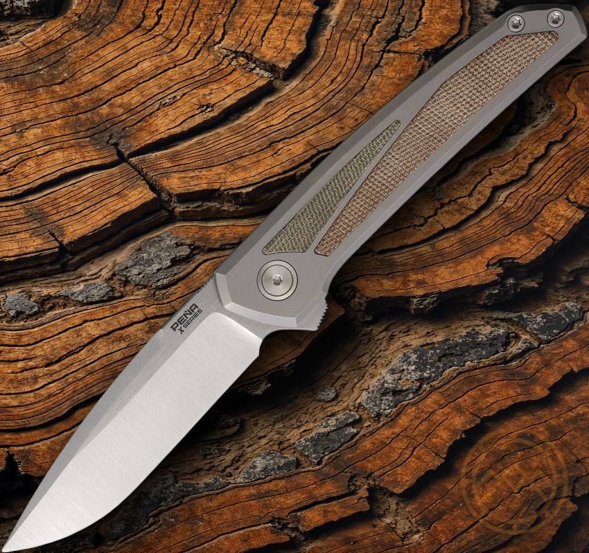 Pena Knives Cobra Folding Knife 3.38″ CPM-M4 Steel Blade Titanium/Micarta Handle