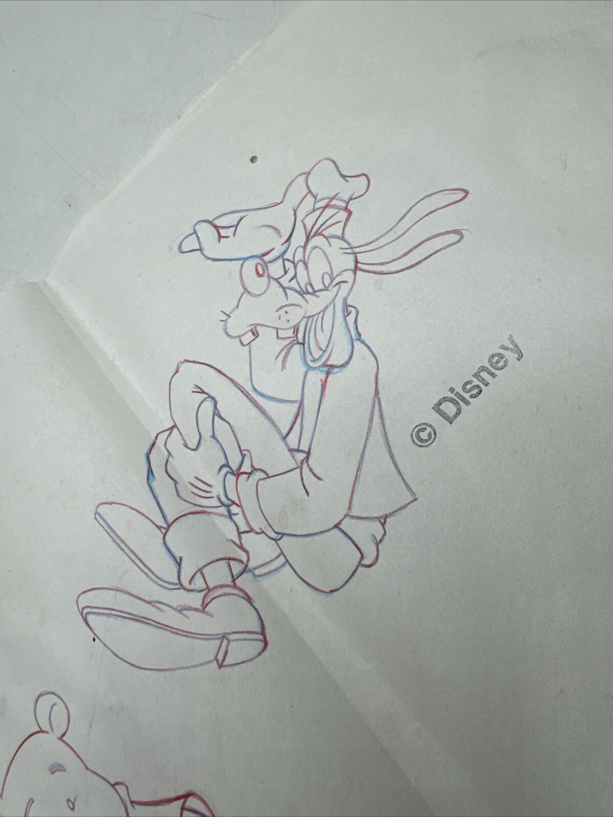Pencil Drawing signed by Disney Animator, Darren Hunt 1993 Pooh Goofy 14×17”