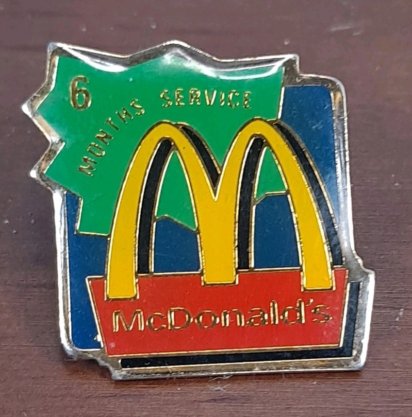 Vintage McDonald’s 6 Months Service Enamel Lapel Pin Single Clutch Back