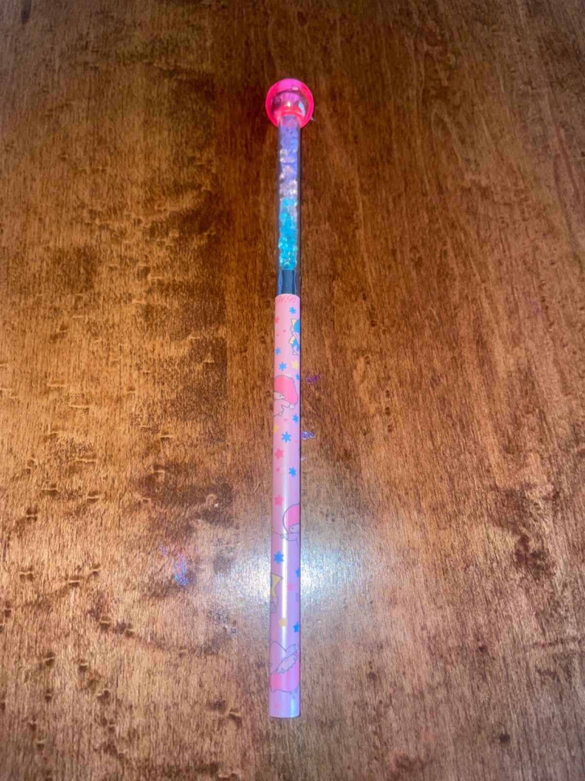 Vintage Sanrio Little Twin Stars Fancy Shaker Pencil w/ Topper 1987