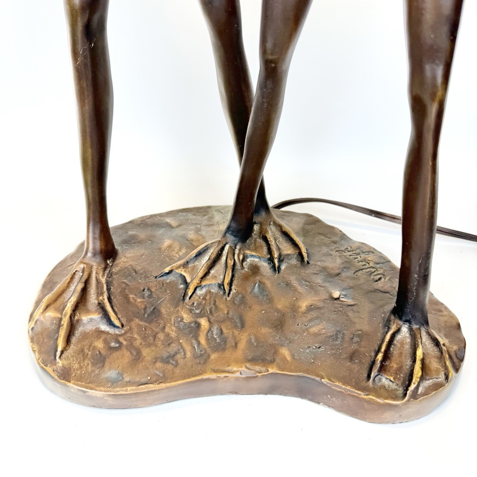 Vintage Tiffany Style Bronze Lamp Frog Lovers Couple Signed Collectors Quality
