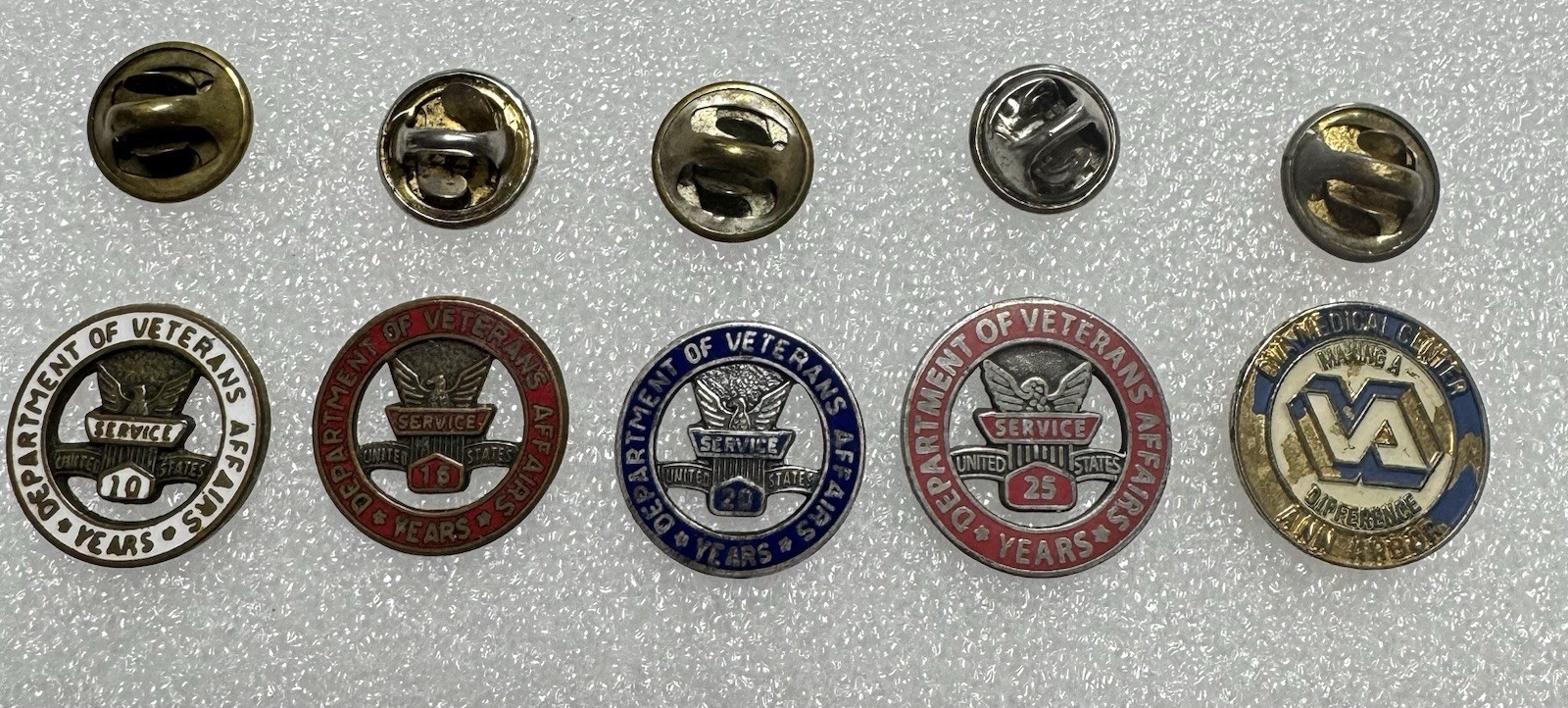 Vintage VA Veterans Affairs Service Pin Lot 10 15 20 25 Years Medical 1 Sterling
