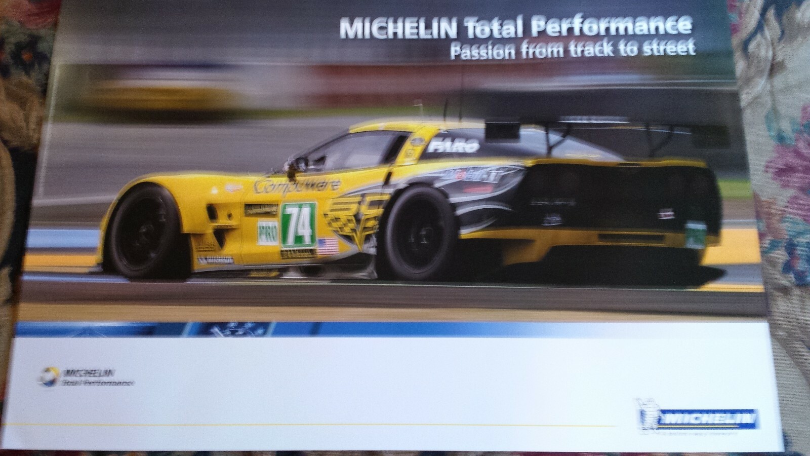 MICHELIN ORIGINAL POSTER SIGN CHEVROLET CORVETTE 24HR LEMANS RACING