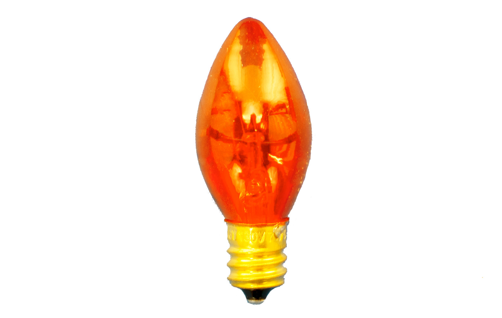 C-7 ORANGE CLEAR STEADY LIGHT BULBS BRAND NEW 1 BOX OF 25 C7 AMBER CHRISTMAS