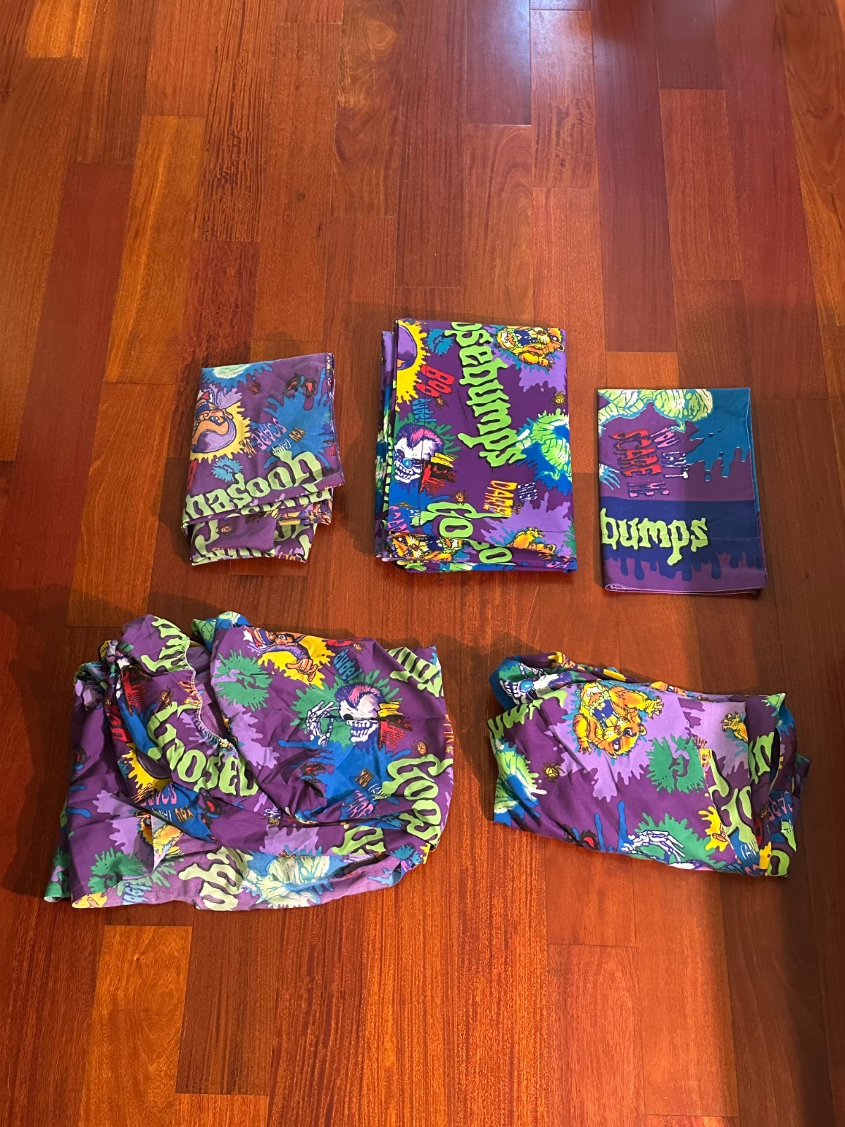 VTG 90s GOOSEBUMPS FITTED FLAT SHEET PILLOWCASE CUTAIN RL Stine Horror