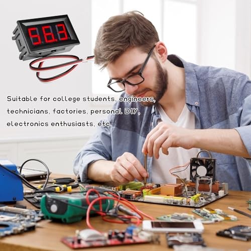 2PCS DC 0-30V Mini Digital Voltmeter – 3-Wire 0.56″ LED Digital Display – Red