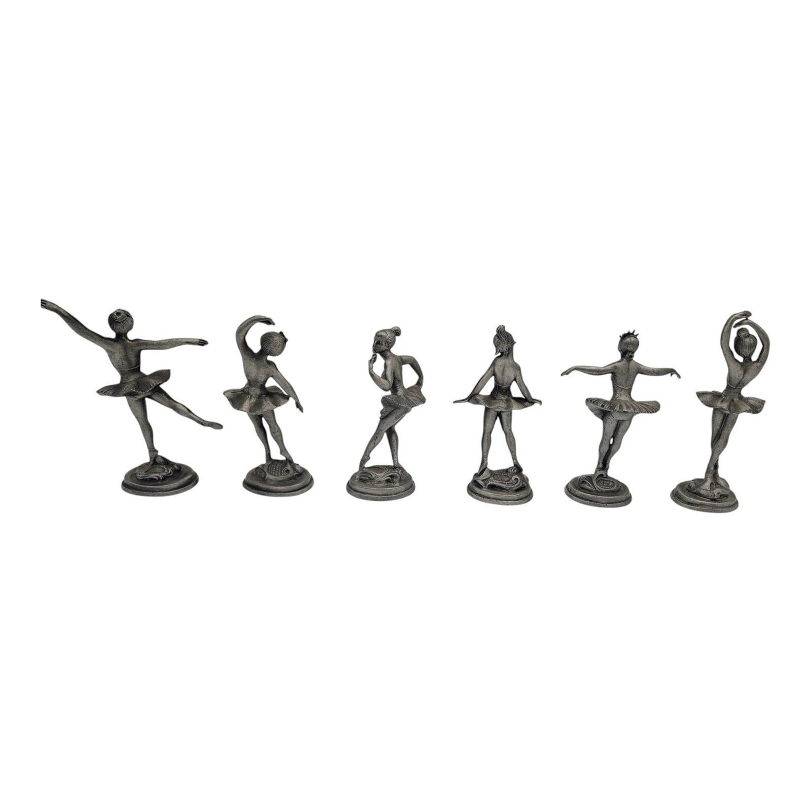 Set of 6 DEPOSE ITALY Pewter Ballerina Figures Ballet Dancer Poses Art Deco